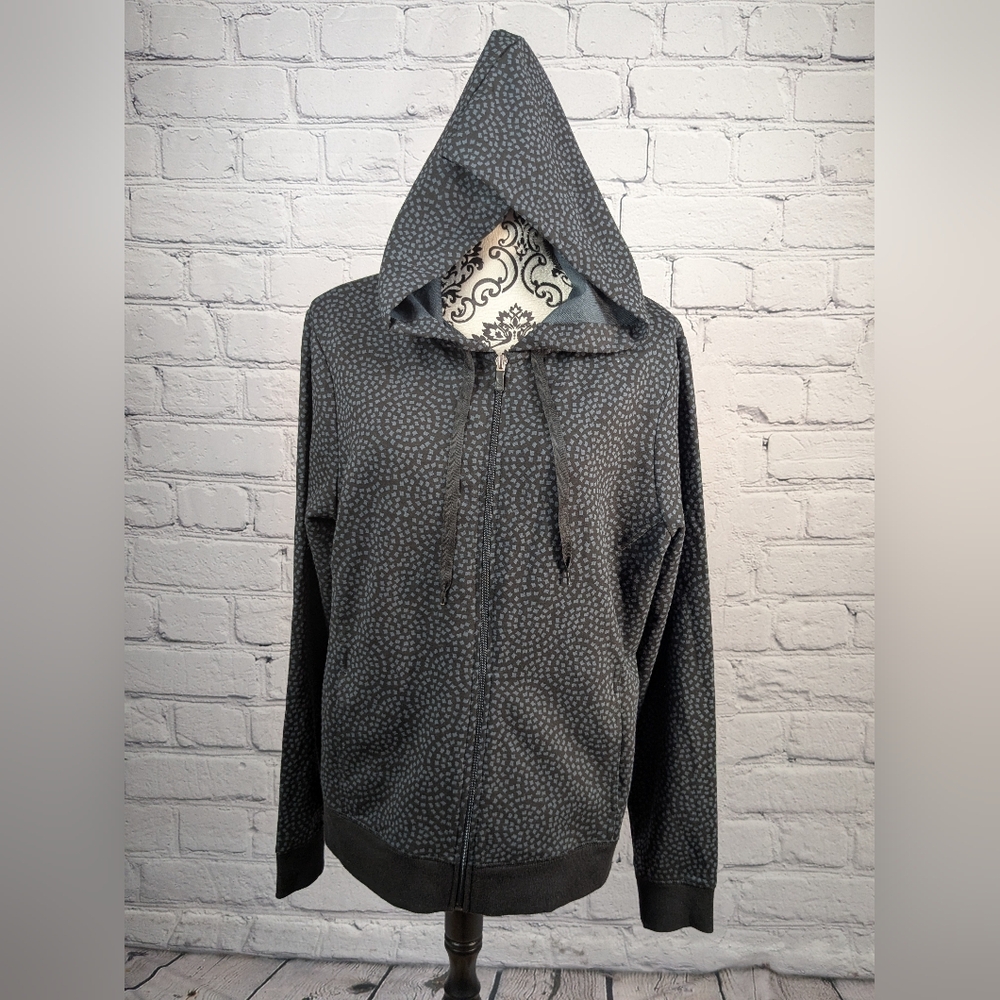 Danskin women stretch knit zip front hoodie size 2x pockets geo print bb05
